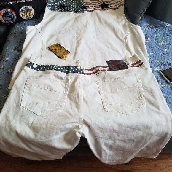 Top gun leather vest & shorts